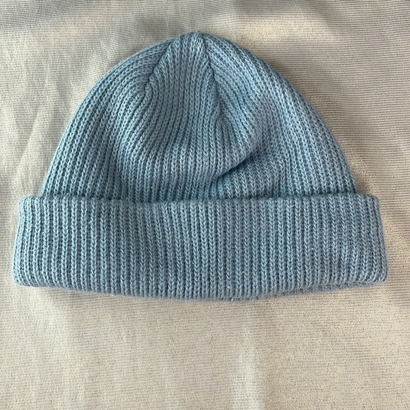 Vans Unisex Ribbed Knit Core Basics Beanie Cuffed Baby Blue Logo OS - Picture 3 of 8